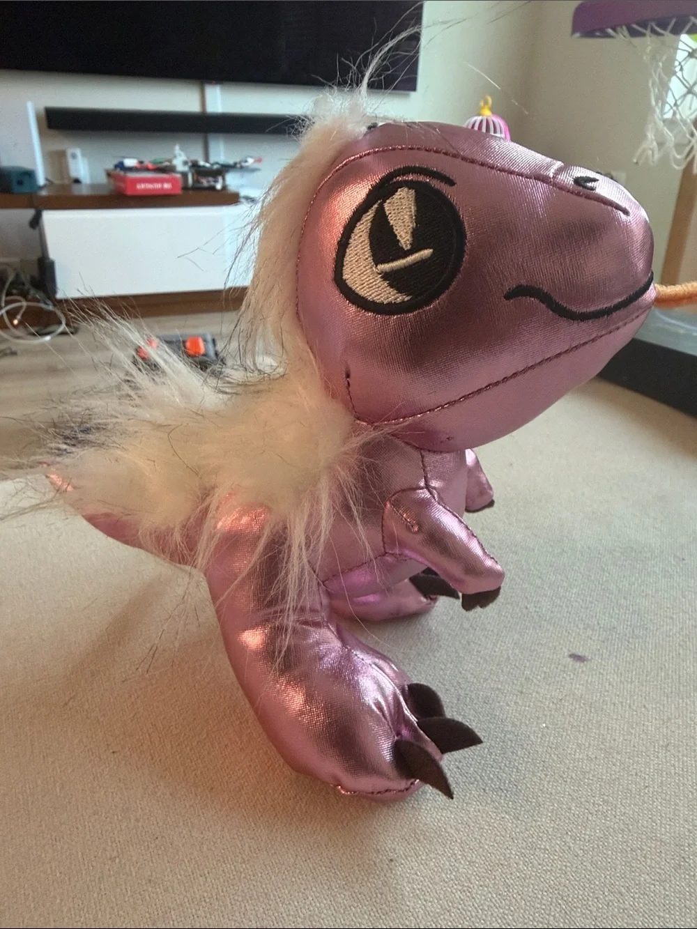 Dino collecto Arianna Plush Toy - Shiny Pink Dinosaur Plush
